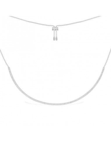 APM Croisette Dainty Paved Adjustable Necklace - silver AC5940OX les muscles