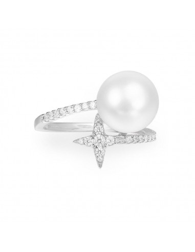 APM Silver Pearl And Star Ring A18989XPL solde