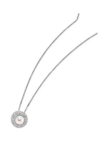 MICRO PAVE WHITE PEARL PENDANT 16 in+2 in la chaussure