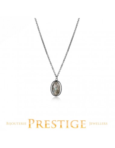 ELLE 925 Mystere Genuine Labradorite Oval Necklace 16+2 50-70% off 