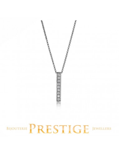 ELLE 925 Horizon Rhodium CZ Stick Necklace 16+2 Amélioration de cerveau avec