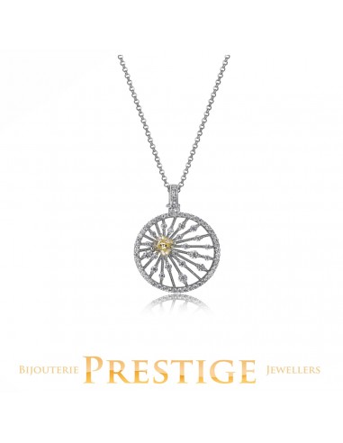 ELLE 925 Starburst Yellow & Clear CZ Circle Necklace 16+2 de technologie