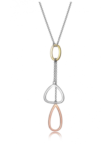 ELLE 925 Trinity 3-Tone Silver Lariat Necklace 17+2 Paris Déstockage Promo