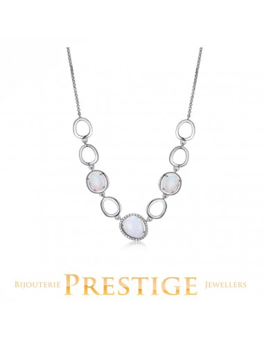 ELLE 925 Halo Created Opal & CZ Link Necklace 16+2 Comparez plus de prix