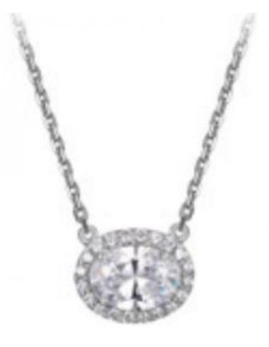 Red Carpet - REIGN 925 Diamondlite CZ 8x6MM Oval Halo Necklace 18 est présent 