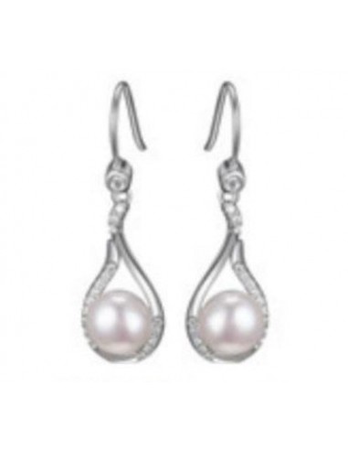 Opulence - REIGN 925 Diamondlite CZ 7MM Round Genuine Pearl Teardrop Earrings Comparez plus de prix