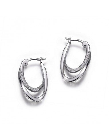 ELLE 925 Ocean CZ Double 24X15MM Hoop Earrings le des métaux précieux