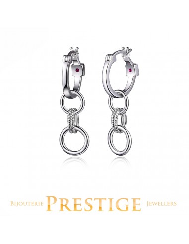 ELLE 925 Essence Circle Link 15mm Hoop Earrings Profitez des Offres !