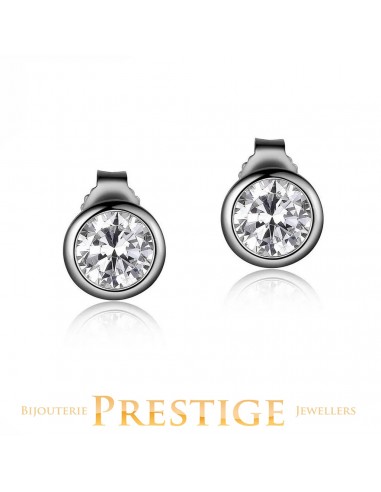 ELLE 925 Promise Bezel Set 6.25MM Solitaire Post Earrings 50-70% off 