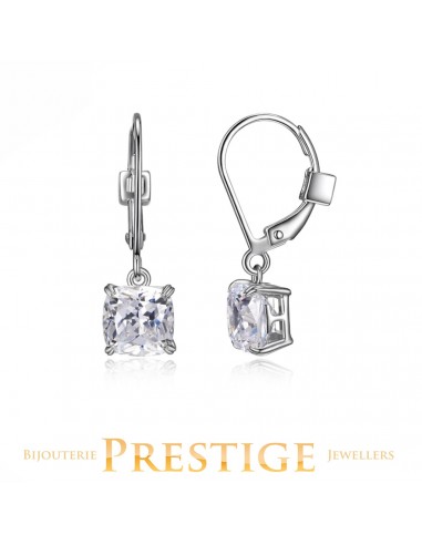 ELLE 925 Signature 7mm Cushion Cut Leverback Earrings With Basket Setting pour bénéficier 