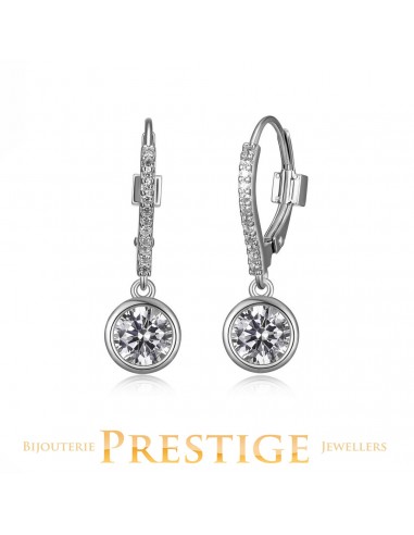 ELLE 925 Sphere CZ Dangle Leverback Earrings pas cheres