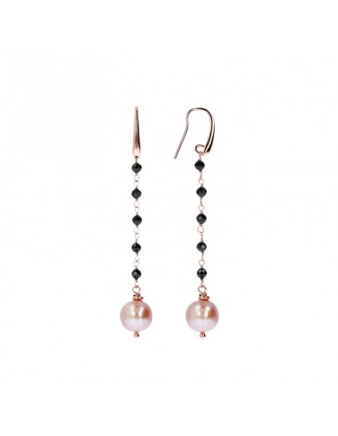 Bronzallure Dangle Earrings With Black Spinel & Pearl du meilleur 