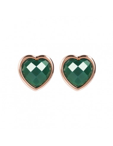 Bronzallure Heart Shaped Green Agate Studs basket pas cher