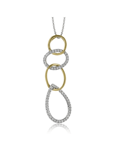 Ladies 14KT Yellow & White Gold Geometric Pendant With Chain (0.38TDW) plus qu'un jeu 