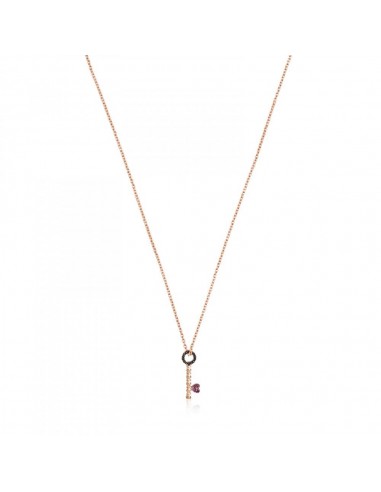 Tous Rose Gold Vermeil San Valentín key Necklace with Ruby and Spinel 915304610 votre