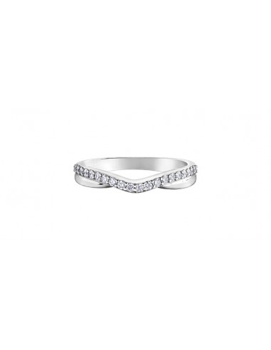 Ladies 10 Karat White Gold Diamond (0.10TDW) Curved Band 1.5-3mm Stackable Ring 50% de réduction en Octobre 2024