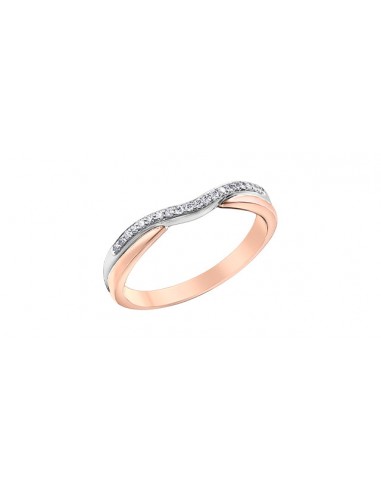 Ladies 10 Karat Rose & White Gold Diamond (0.10TDW) Curved Band 1.5-3mm Stackable Ring 50% de réduction en Octobre 2024