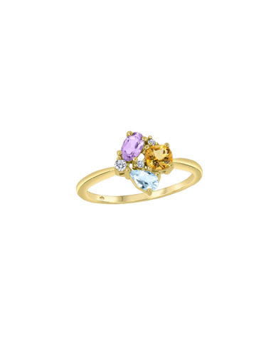 10KTY Multi Stone Ring - Fire & Ice Livraison rapide