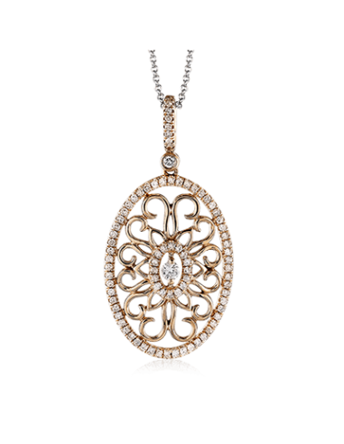 Ladies 14KT Rose & White Gold Diamond Vintage Vixen Necklace (0.30TDW) les ligaments