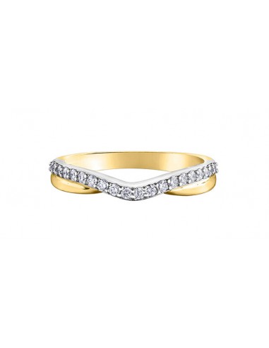 Ladies 14 Karat Yellow & White Gold Diamond (0.25TDW) Curved Band Stackable Ring Profitez des Offres !