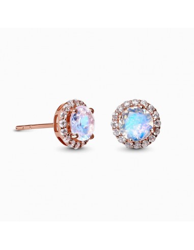 MoonMagic 925 & 14KT Rose Gold Vermeil Moonstone Earrings - Venus Studs brillant des détails fins