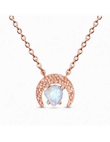 MoonMagic 925 & 14KT Rose Gold Vermeil Raw Crystal Moonstone Necklace - Dreamy Moonstone prix