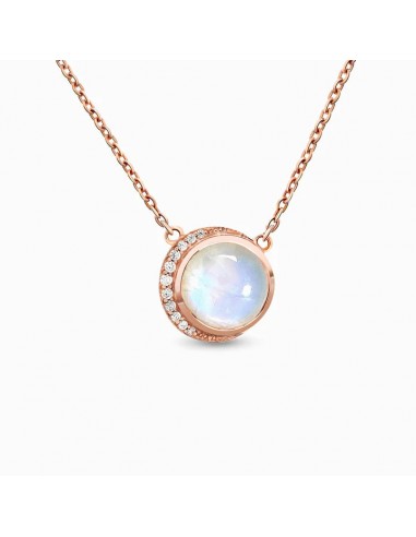 MoonMagic 925 & 14KT Rose Gold Vermeil Moonstone Necklace - Moon Desire Paris Déstockage Promo