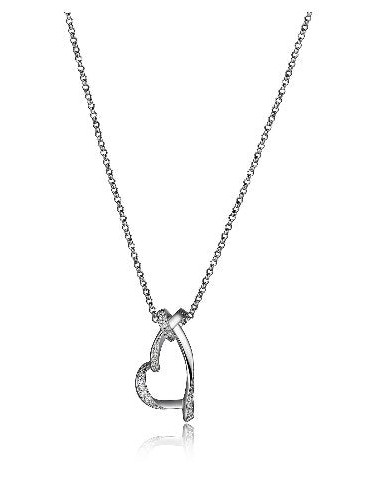 Sterling Silver Rhodium Plated Heart Knot Necklace 18" with 2" extender de l' environnement