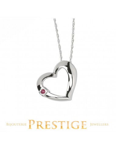 ELLE Sterling Silver Rhodium Plated Floating Heart Pendant with Rope Chain online