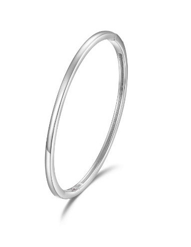 SS ELLE "SIMPATICO" RHODIUM PLATED 3MM SQUARE TUBE ENDLESS BANGLE 6.75" 50% de réduction en Octobre 2024