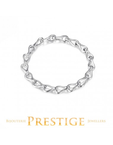 ELLE "COALESCE" RHODIUM PLATED SILVER LINK BRACELET 6.5" +1" outlet