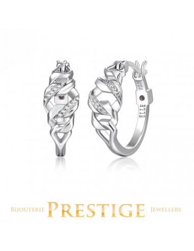 ELLE "LATTICE" RHODIUM PLATED HEXAGON LINK & PAVE CZ 20MM HOOP 2 - 3 jours ouvrés.