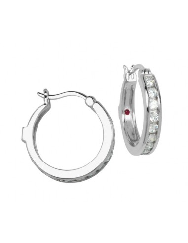 Sterling Silver Rhodium Plated Channel Set Cubic Zirconia 20mm Hoop Earring des créatures d'habitude