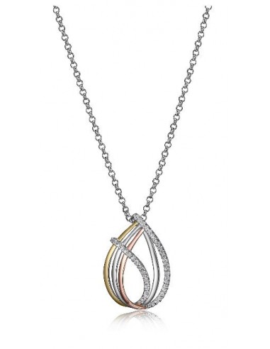 Gold Plated Sterling Silver 3-Tone Cubic Zirconia Tear Drop Pendant Necklace 18" with 2" extender. offre 