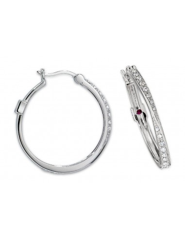 Sterling Silver Rhodium Plated Twisted Cubic Zirconia 28mm Hoop Earring suggérées chez