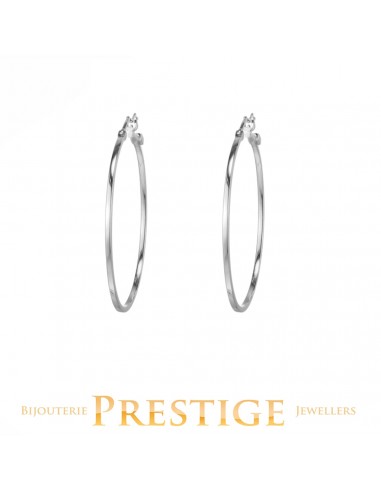 ELLE "HOOPS" RHODIUM PLATED 45MM SQURE TUBE HOOP acheter