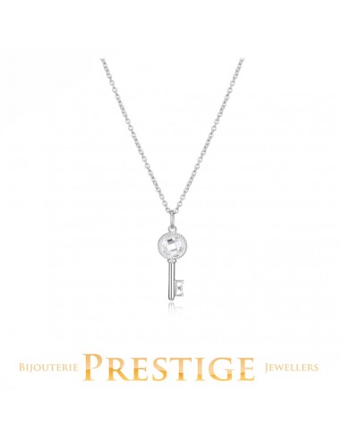 ELLE "LOCK&KEY" RHODIUM PLATED NECKLACE 16"+3" EXTENSION Par le système avancé 