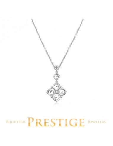 ELLE "VENICE" RHODIUM PLATED SILVER FILIGREE NECKLACE 18"+2" EXTENSION de votre