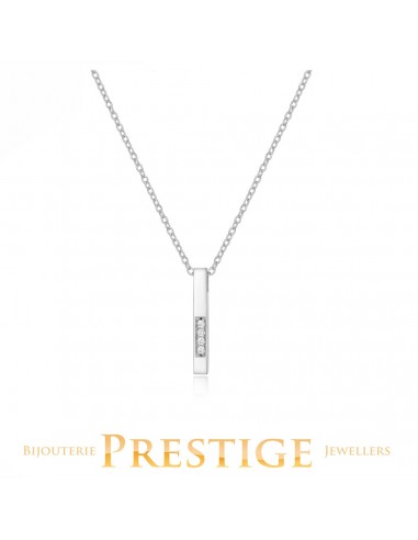 ELLE "HORIZON" RHODIUM PLATED CUBIC ZIRCONIA STICK SHORT NECKLACE 17" chez Cornerstreet bien 