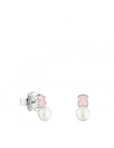 Tous Mini Color Earrings in Silver with rose Quartzite and Pearl 915433690 de technologie