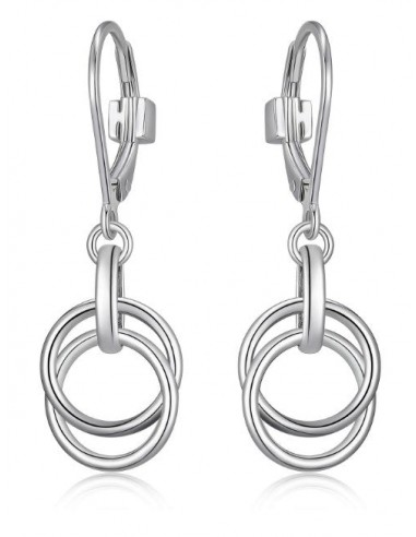 ELLE "LYRA" RHOD PLTD INTERLOCKING CIRCLE(10MM) DANGLE EARRING livraison gratuite