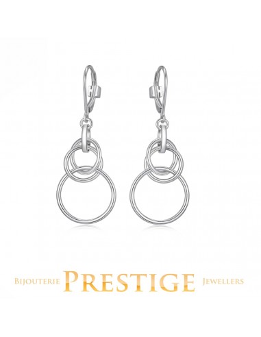 ELLE "LYRA" RHOD PLTD 3-INTERLOCK CIRCLE (10&15MM) DANGLE EARRING prix pour 