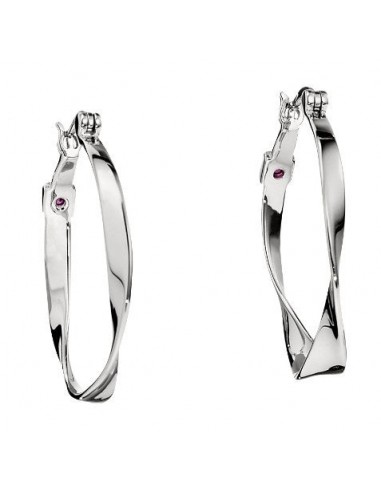 Sterling Silver Rhodium Plated Twisted 30mm Hoop Earring pas cher