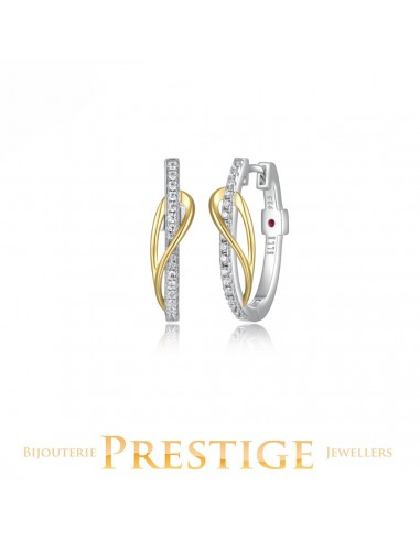 ELLE "CONFLUENCE" RHODIUM AND GOLD PLATED 2TONE PEAR SHAPE AND CUBIC ZIRCONIA HOOP Toutes les collections ici