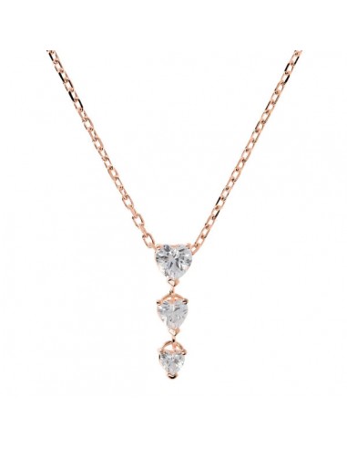 Bronzallure Three Graduated Hearts Necklace in Cubic Zirconia de pas cher