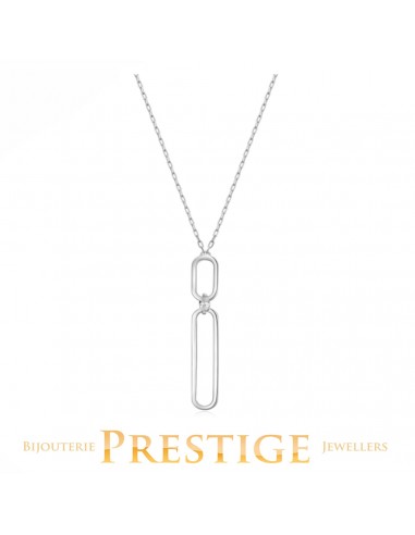 ELLE "PARALLEL" RHODIUM PLATED OPEN OBLONG LINK destockage