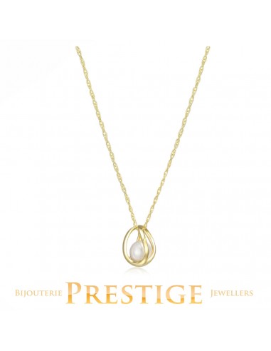 ELLE "LUNA" GOLD PLATED GENUINE WHITE PEARL & CAGE NECKLACEE À commander