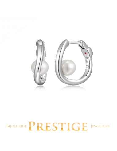 ELLE "LUNA" RHODIUM PLATED GENUINE 5-5.5MM WHITE PEARL ON 16MM HOOP 50-70% off 