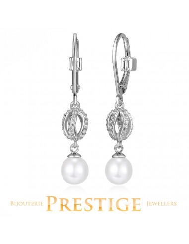 ELLE "LUNA" RHODIUM PLATED GENUINE WHITE PEARL AND CUBIC ZIRCONIA 50% de réduction en Octobre 2024