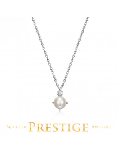 ELLE"Birthstone" Jun Rhodium Plated Genuine 6mm White Pear En savoir plus